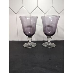 Cristal D'Arques-Durand Amethyst Wine Glasses, Set of 2, Vintage Purple Stemware